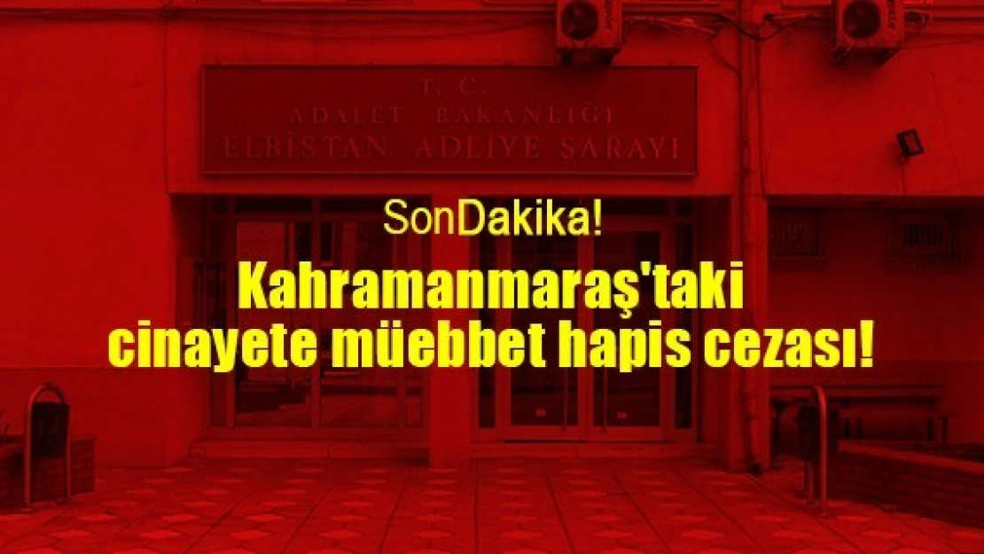 Kahramanmaraş'taki cinayete müebbet hapis cezası!