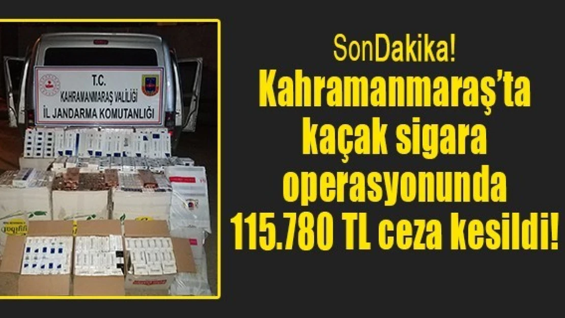 Kahramanmaraş'ta kaçak sigara operasyonunda 115.780 TL ceza kesildi!