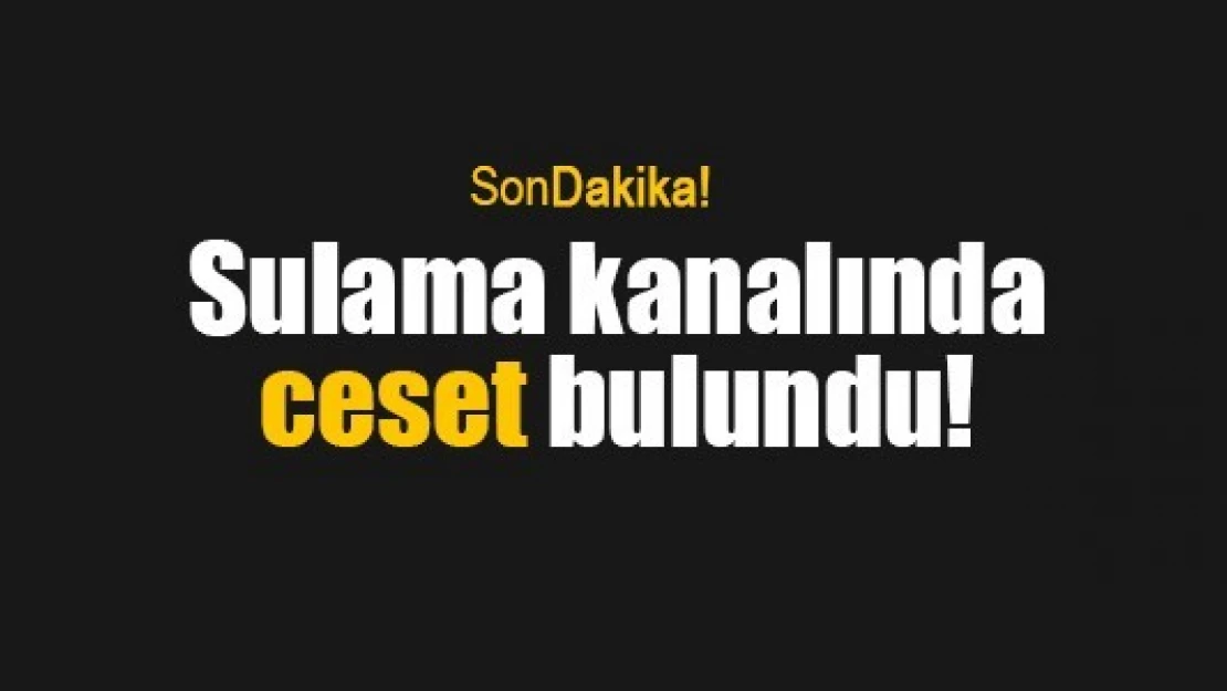 Sulama kanalında ceset bulundu!