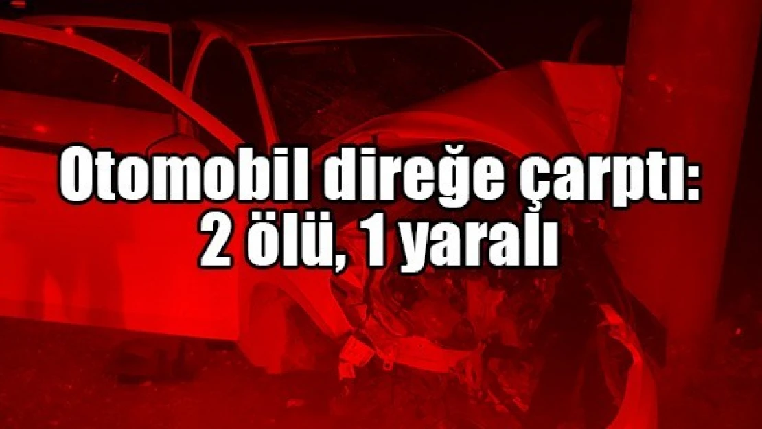 Otomobil direğe çarptı: 2 ölü, 1 yaralı