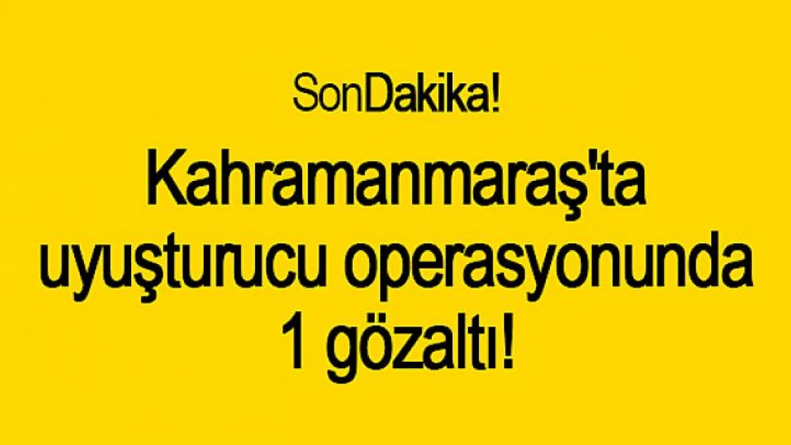 Kahramanmaraş'ta uyuşturucu operasyonunda 1 gözaltı!