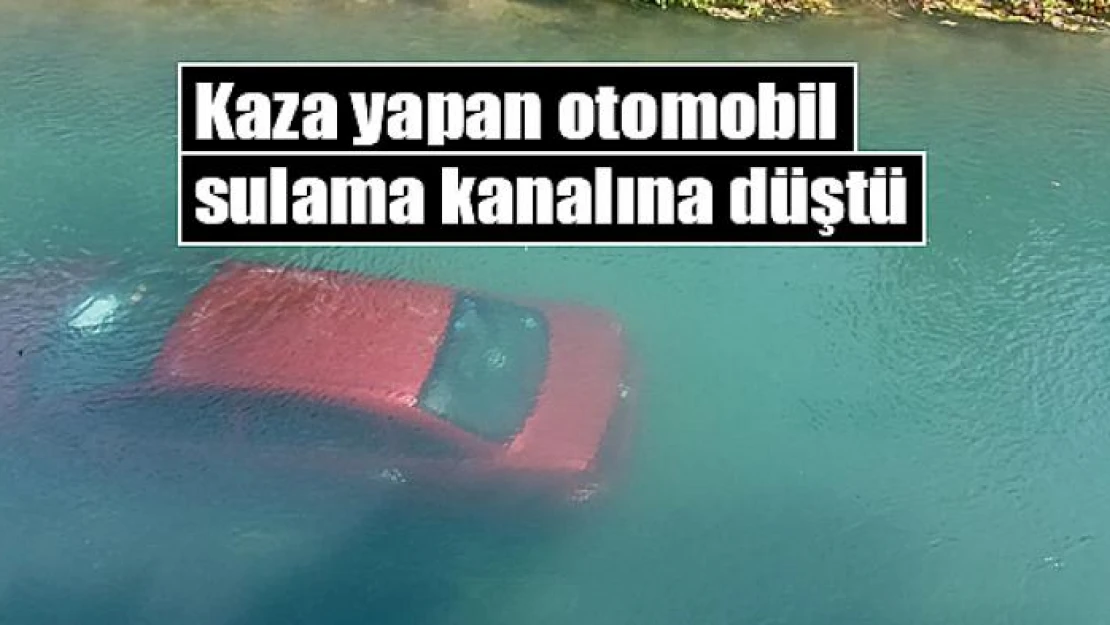 Kaza yapan otomobil sulama kanalına düştü