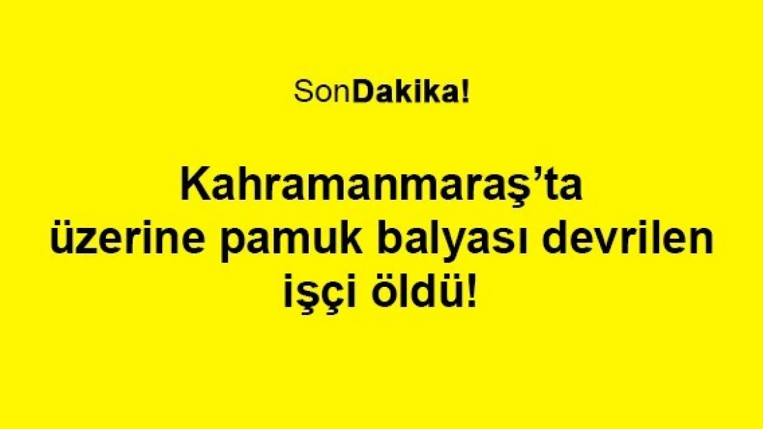 Kahramanmaraş'ta üzerine pamuk balyası devrilen işçi öldü!