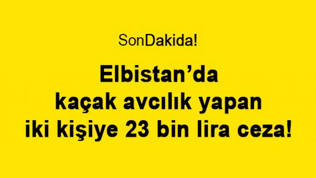 Elbistan'da kaçak avcılık yapan iki kişiye 23 bin lira ceza!