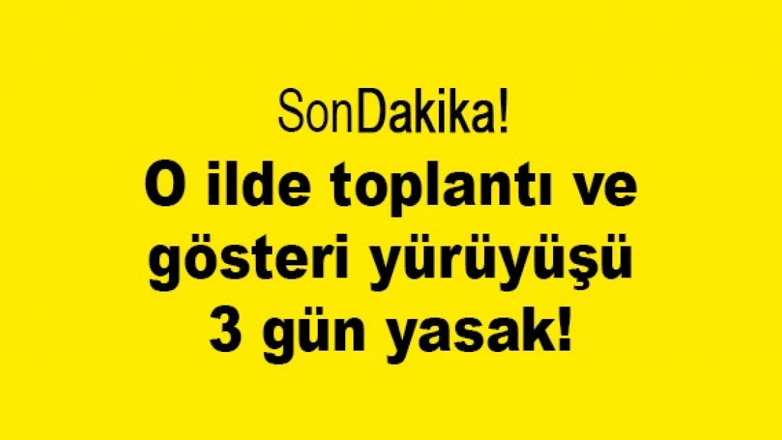 O ilde toplantı ve gösteri yürüyüşü 3 gün yasak!