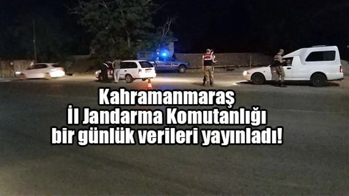 Kahramanmaraş İl Jandarma Komutanlığı bir günlük verileri yayınladı!