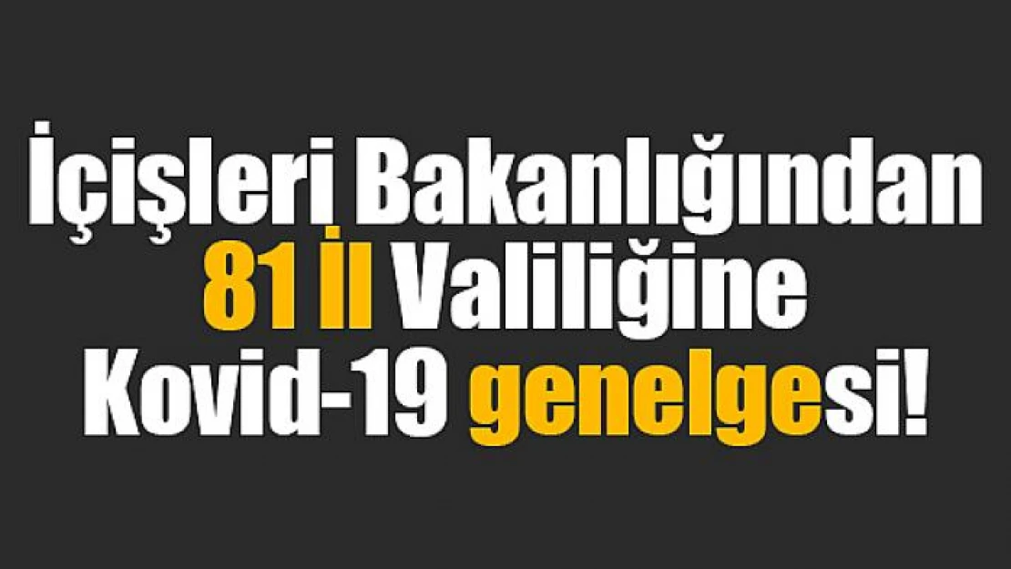 İçişleri Bakanlığından 81 İl Valiliğine Kovid-19 genelgesi