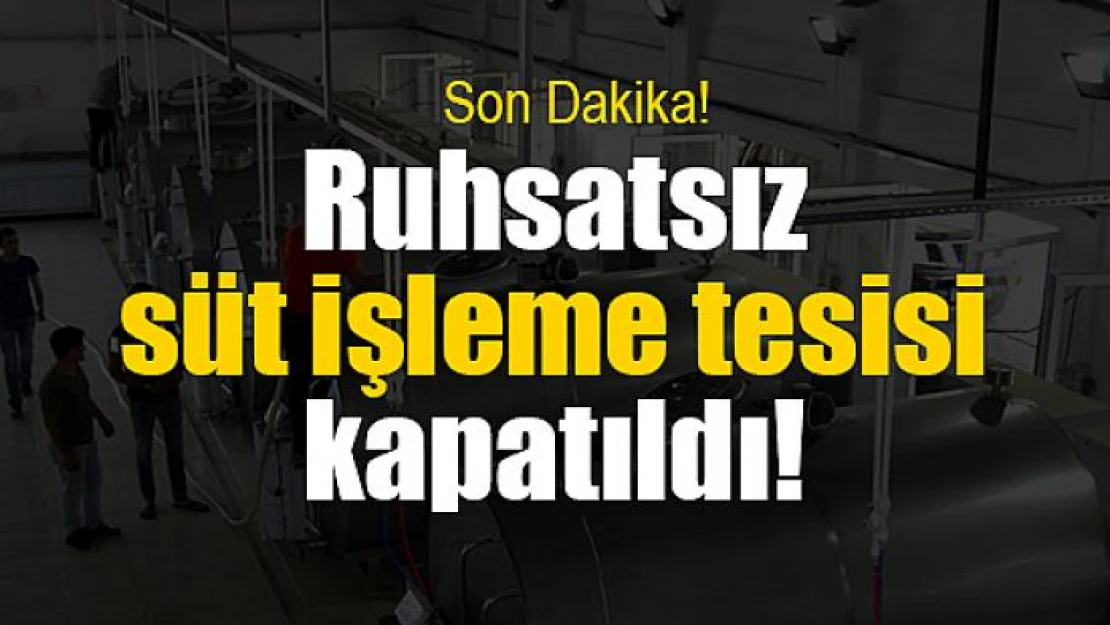 Ruhsatsız süt işleme tesisi kapatıldı!