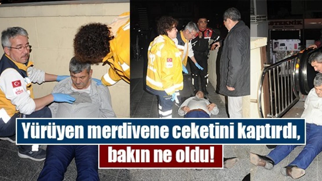 Yürüyen merdivene ceketini kaptırdı, bakın ne oldu!