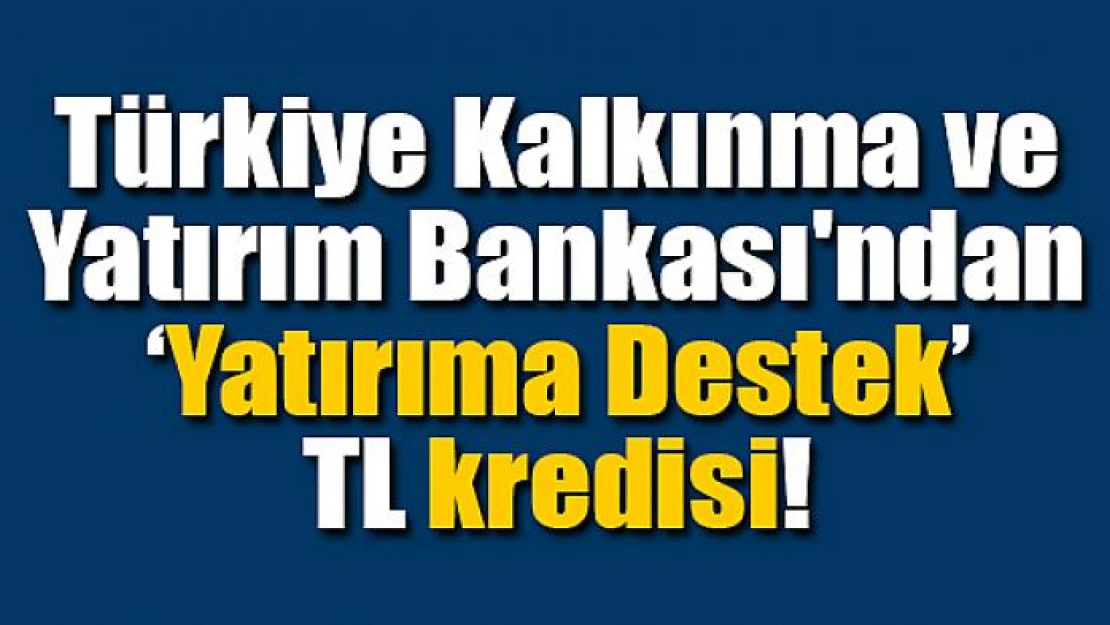 Türkiye Kalkınma ve Yatırım Bankası'ndan 'Yatırıma Destek' TL kredisi