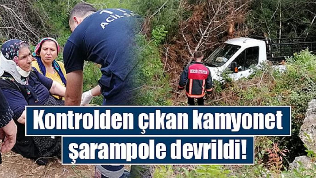 Kontrolden çıkan kamyonet şarampole devrildi