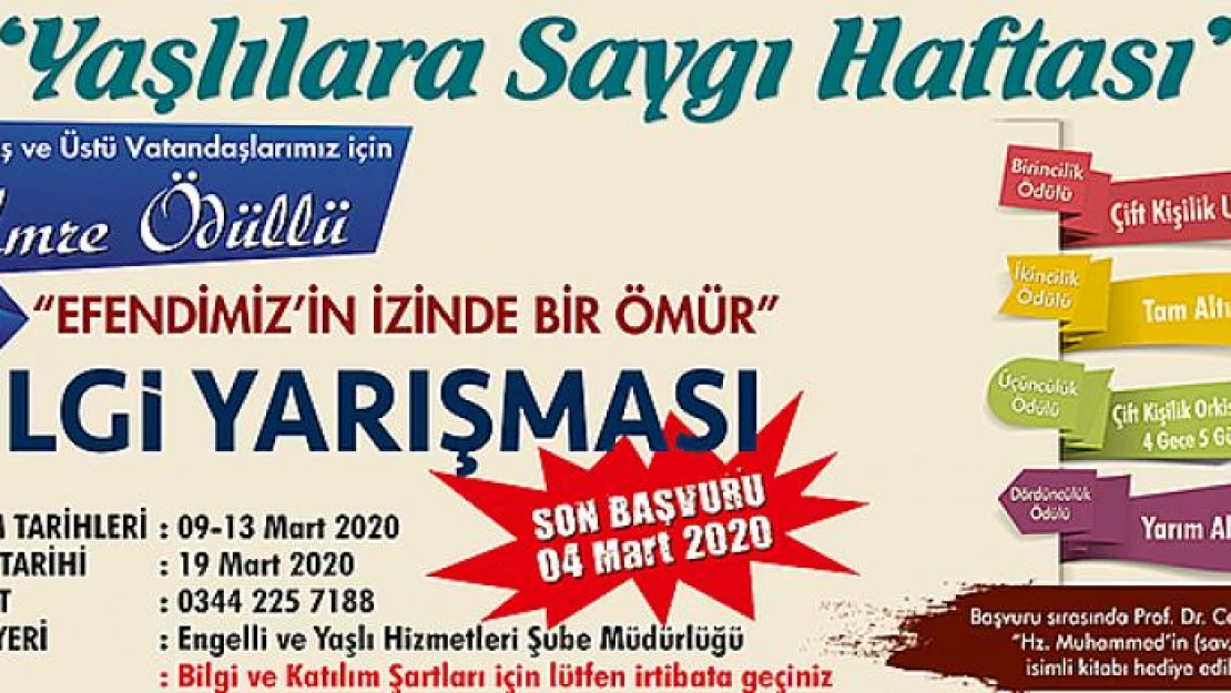 Kahramanmaraş'ta 'Efendimiz'in İzinde Bir Ömür' bilgi yarışması!