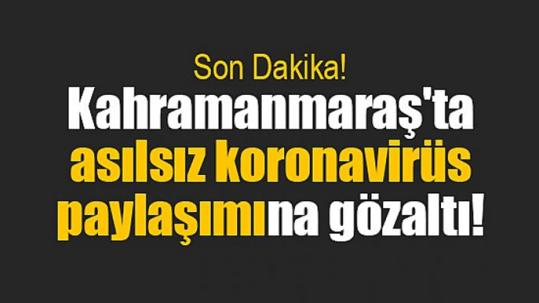 Kahramanmaraş'ta asılsız koronavirüs paylaşımına gözaltı!