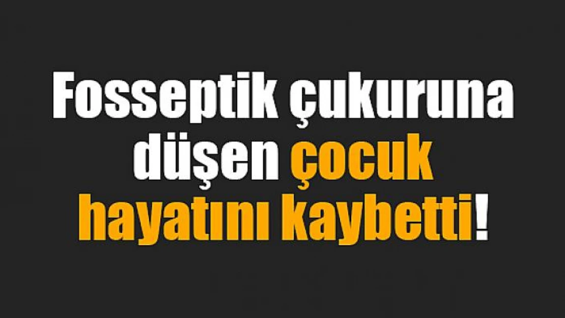 Fosseptik çukuruna düşen çocuk hayatını kaybetti!