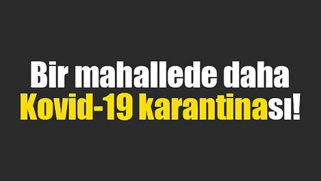 Bir mahallede daha Kovid-19 karantinası