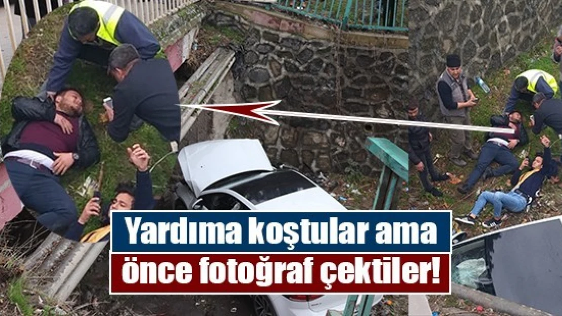 Yardıma koştular ama önce fotoğraf çektiler!