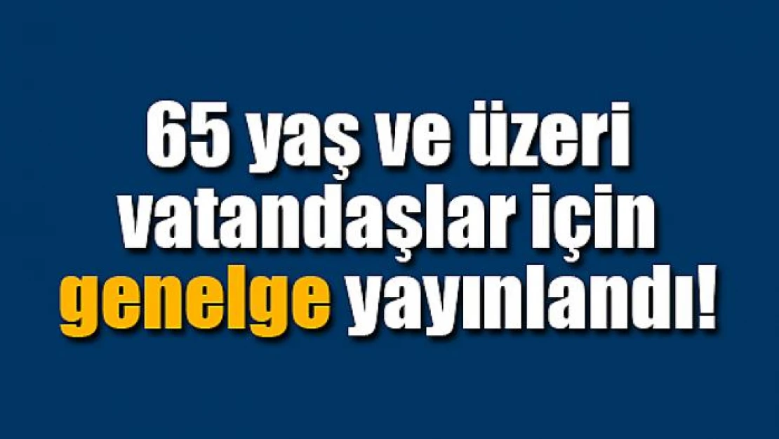 65 yaş ve üzeri vatandaşlar için genelge yayınlandı