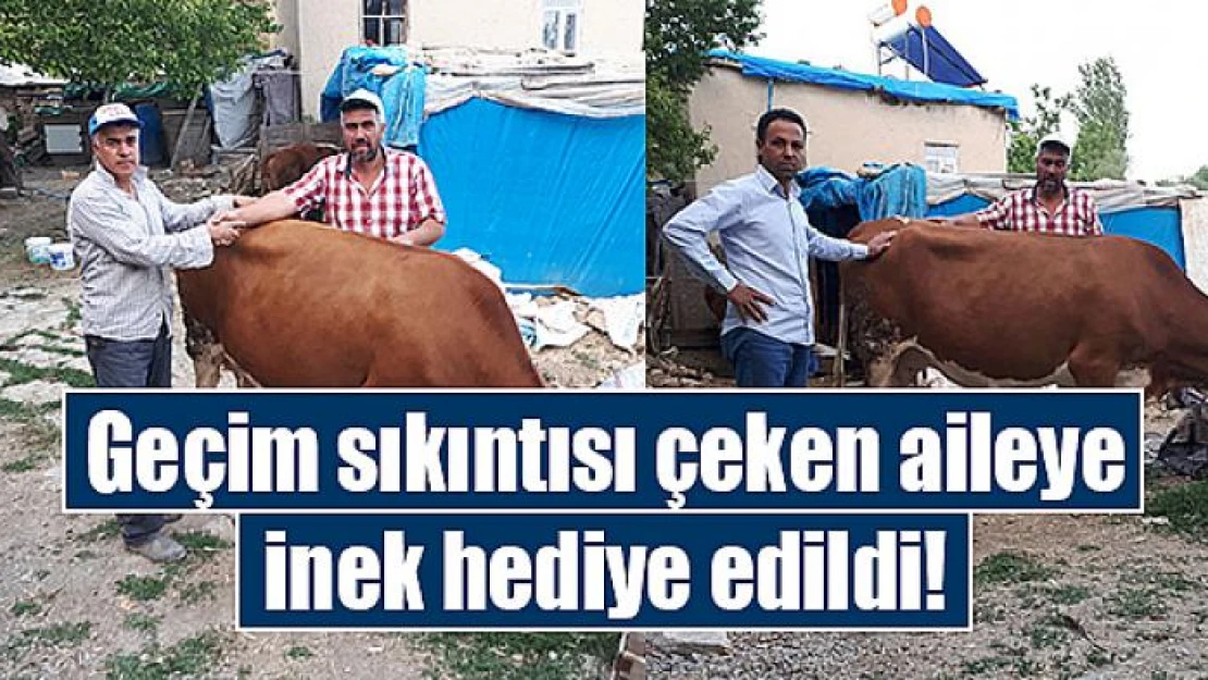 Elbistan'da geçim sıkıntısı çeken aileye inek hediye edildi