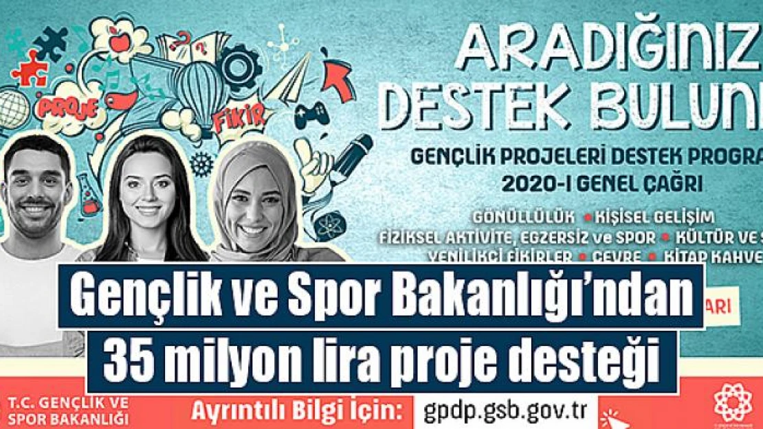 Gençlik ve Spor Bakanlığı'ndan 35 milyon lira proje desteği