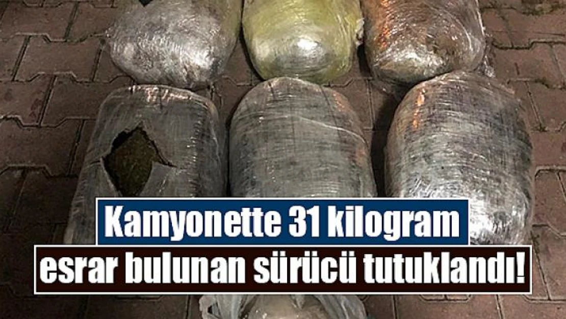 Kamyonette 31 kilogram esrar bulunan sürücü tutuklandı!