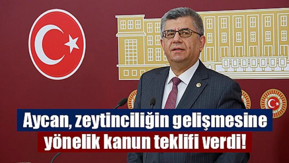 Aycan, zeytinciliğin gelişmesine yönelik kanun teklifi verdi!