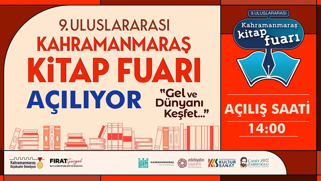 9'uncu Uluslararası Kahramanmaraş Kitap Fuarı kapılarını açıyor