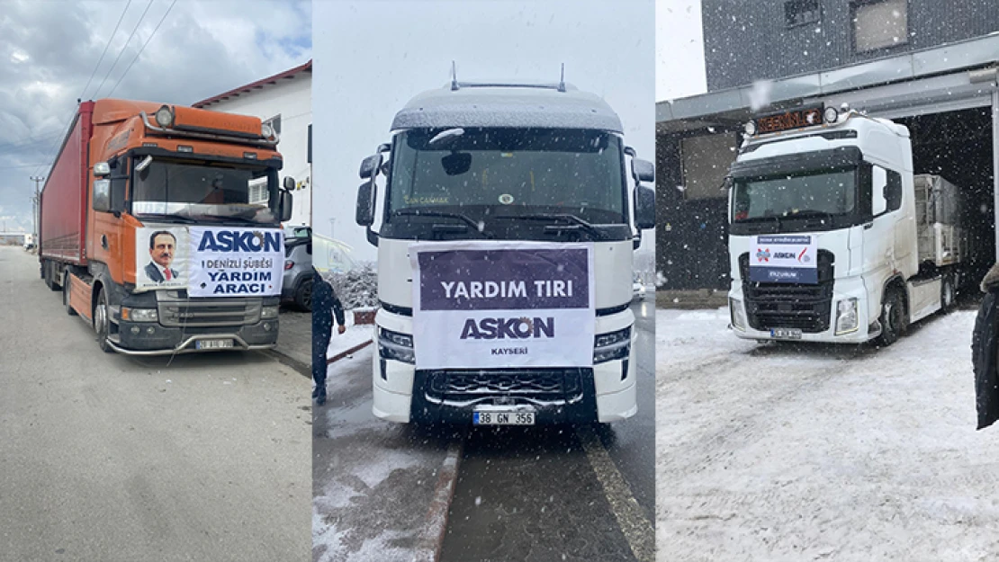 ASKON'dan deprem bölgelerine 105 tır ve 3 uçak yardım malzemesi gönderdi