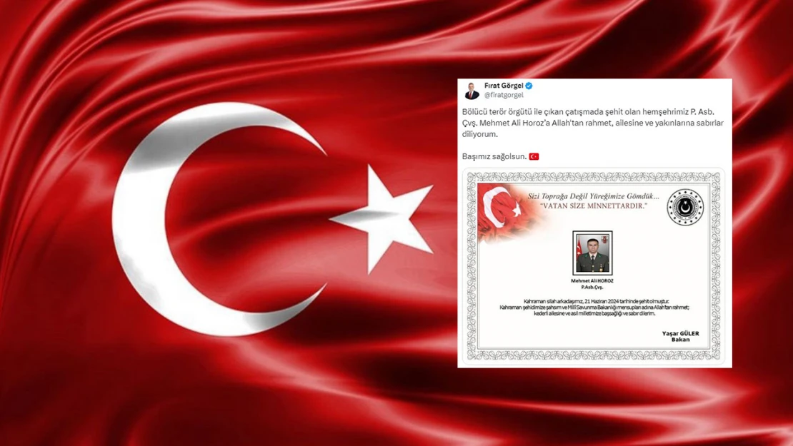 Başkan Görgel'den Şehit Mehmet Ali Horoz için taziye mesajı