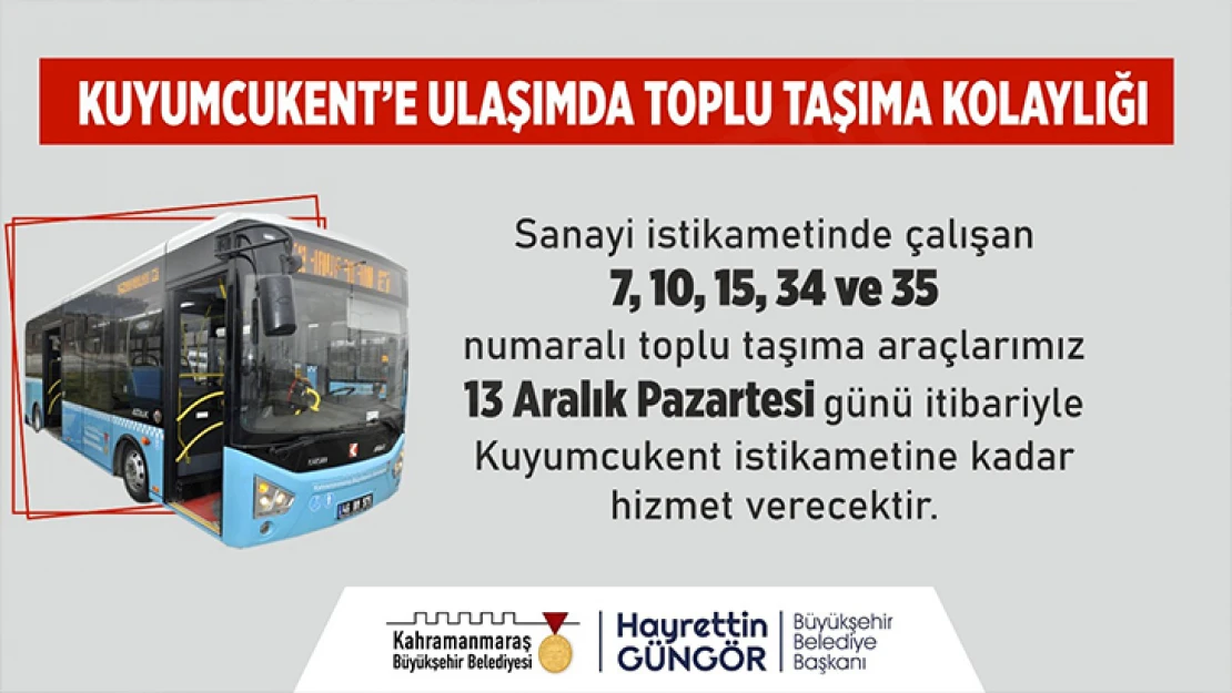 Büyükşehir Belediyesi'nden toplu taşıma hamlesi: Kuyumcukent'e ulaşım daha da kolaylaşacak