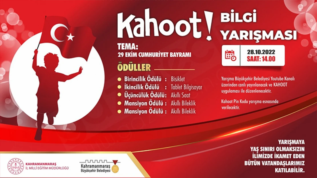 Cumhuriyet Bayramı temalı Kahoot bilgi yarışması yapılacak