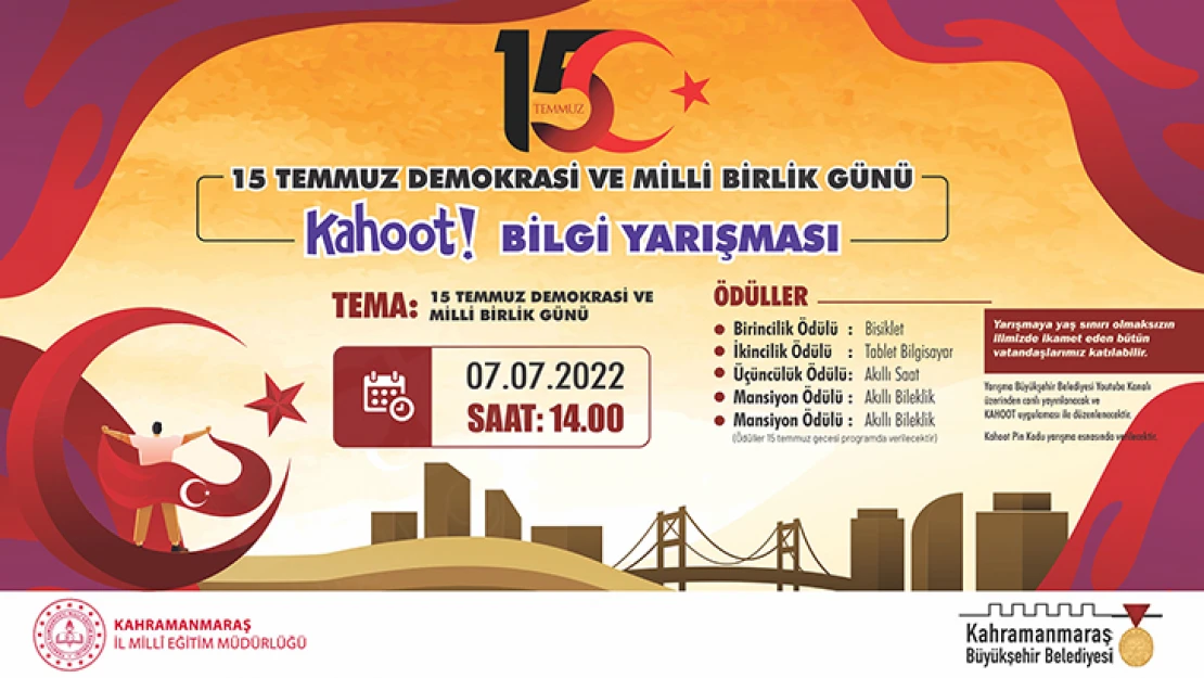 Demokrasi ve milli birlik günü Kahoot bilgi yarışması başlıyor