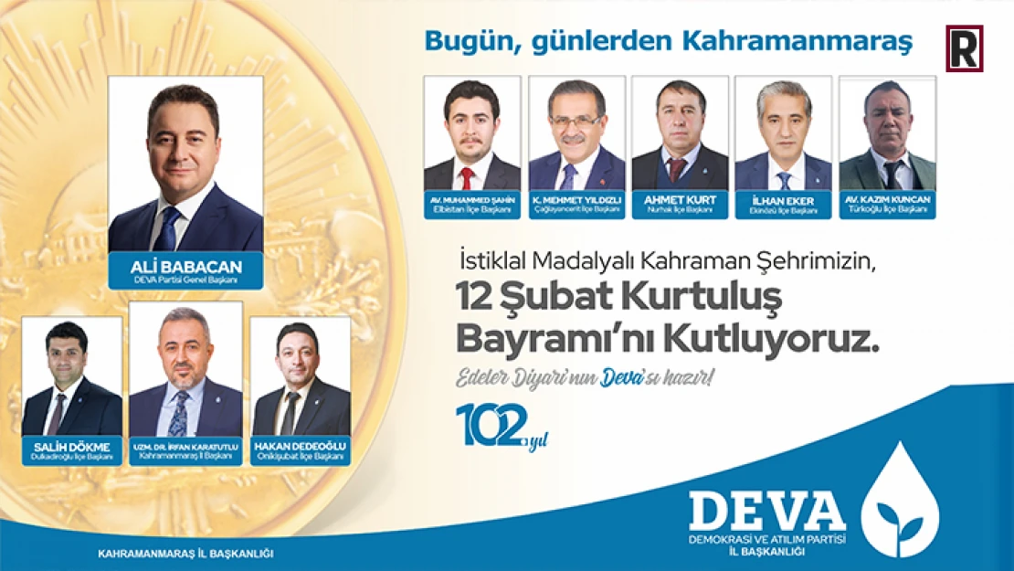 DEVA Partisi Kahramanmaraş İl Başkanlığı 12 Şubat kutlama