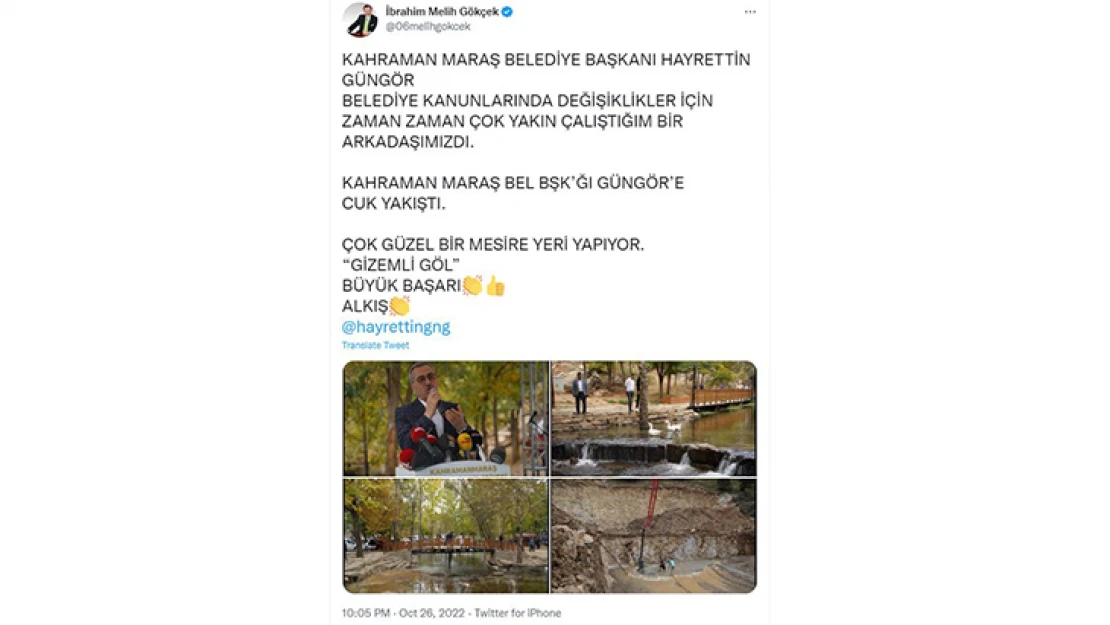 Gökçek'ten Başkan Güngör'e tebrik