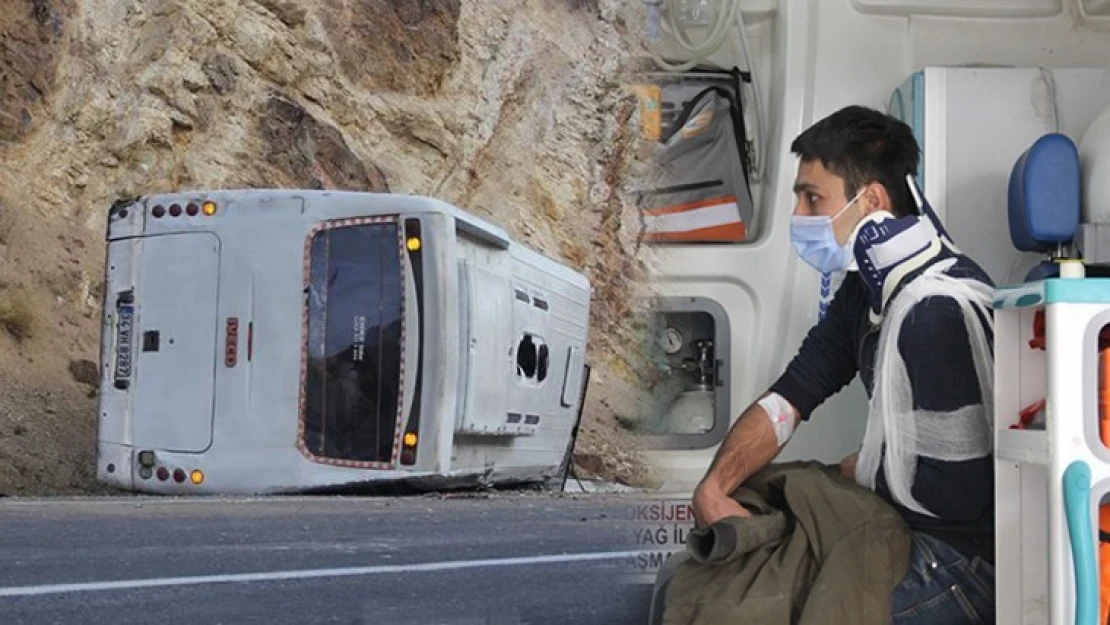 İşçileri taşıyan servis devrildi çok sayıda yaralı var