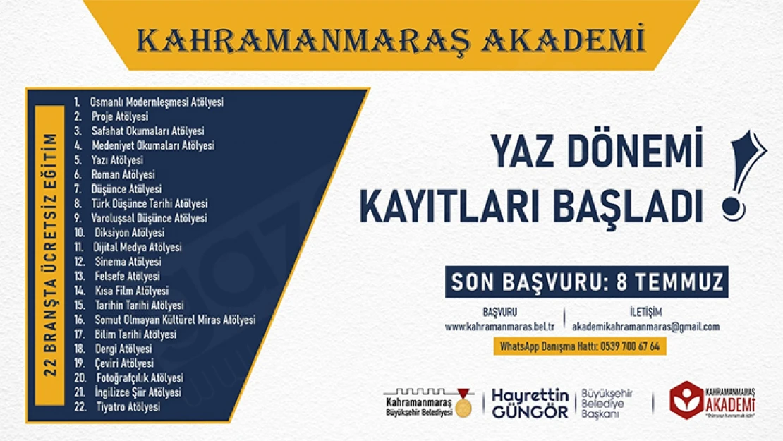 Kahramanmaraş Akademi'de yaz dönemi kayıtları başladı