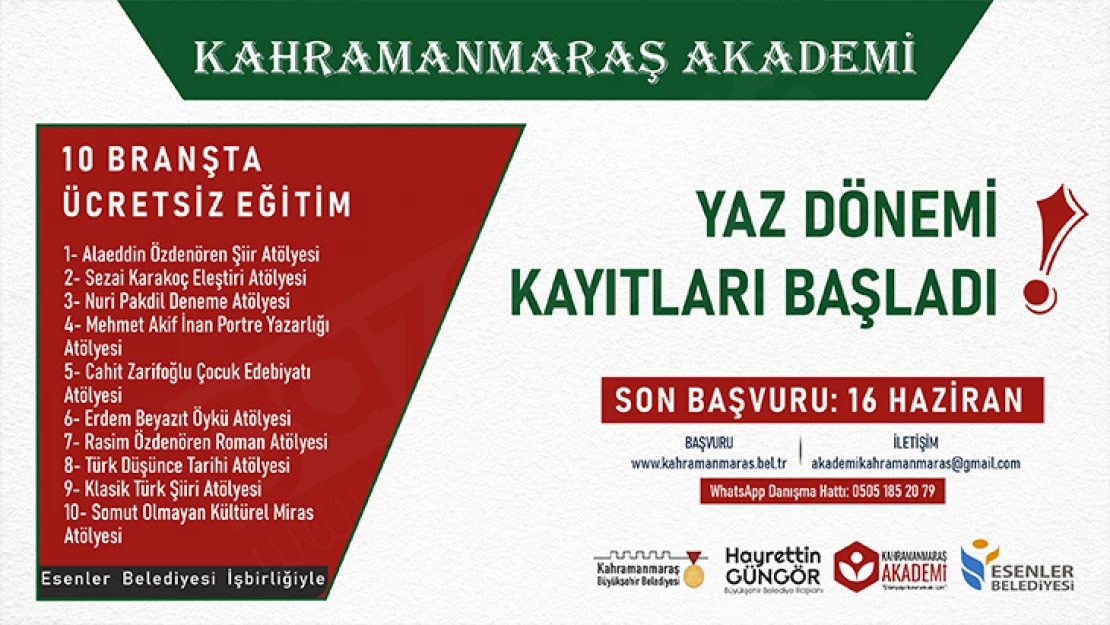 Kahramanmaraş Akademi'de yaz dönemi kayıtları başladı