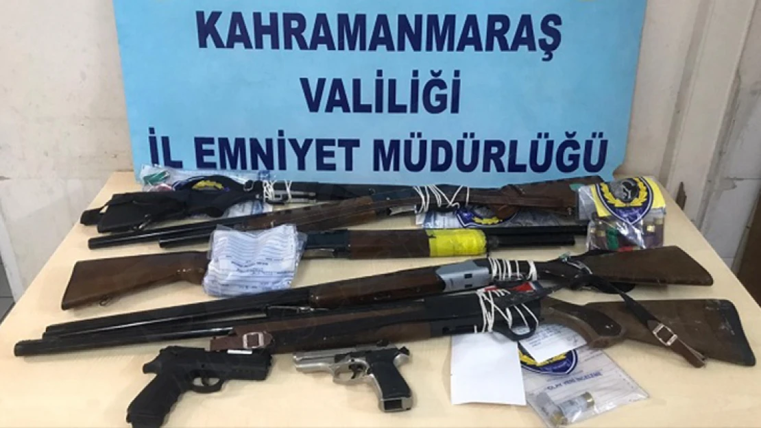 Kahramanmaraş'ta 13 şüphelide 14 silah ele geçirildi