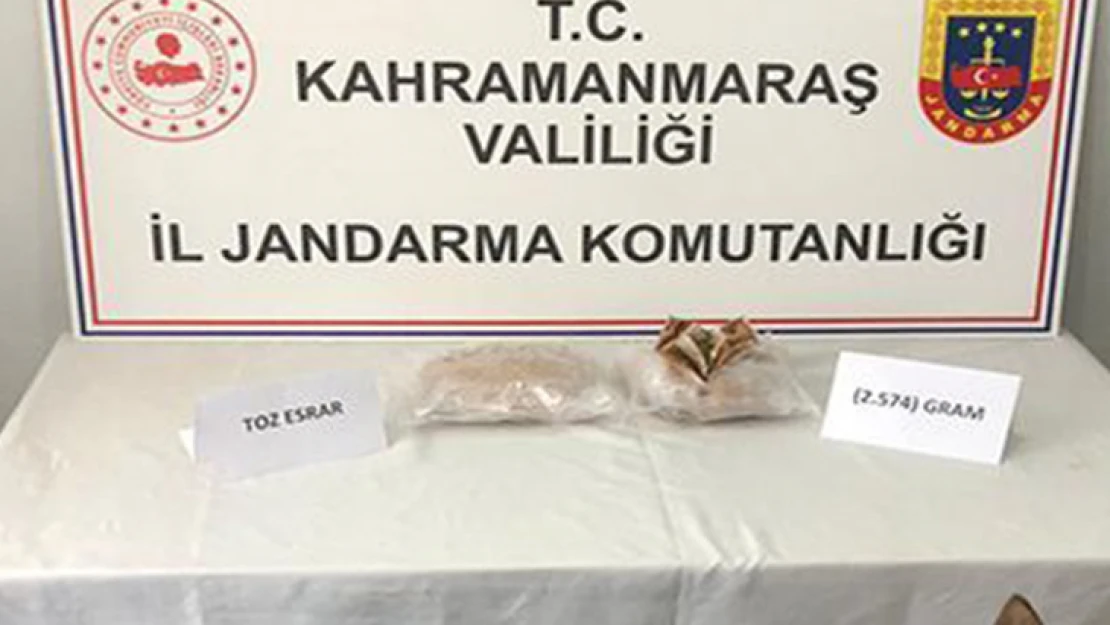 Kahramanmaraş'ta 2 kilo 574 gram toz esrar ele geçirildi