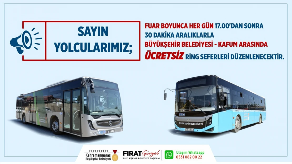 Kahramanmaraş'ta fuara ücretsiz ring seferi