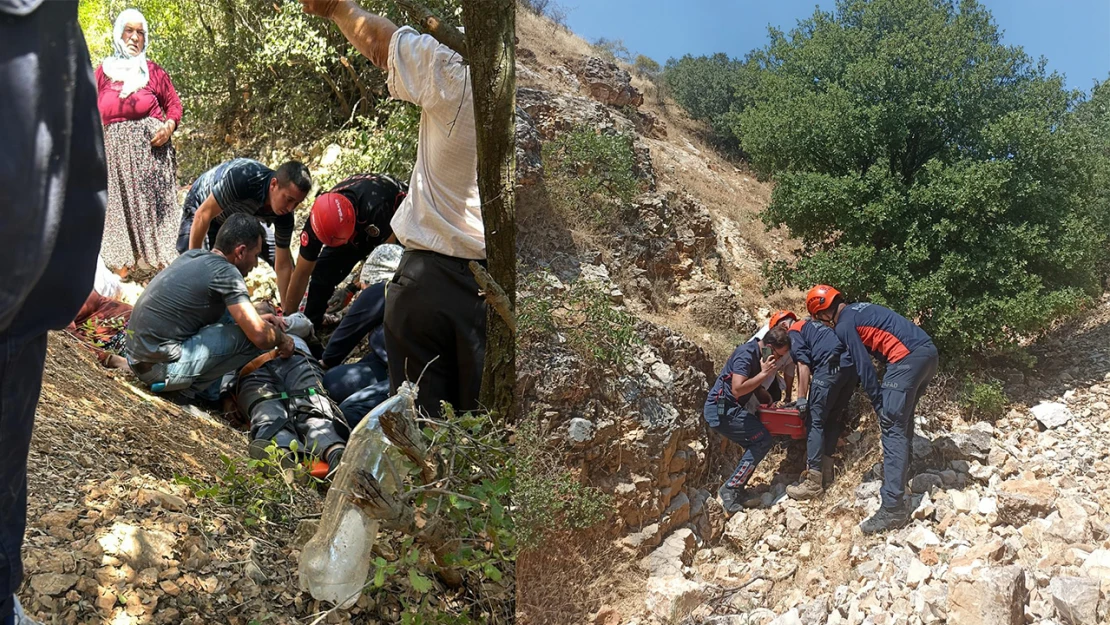 Kahramanmaraş'ta uçurumdan düşen motosiklet sürücüsü itfaiye tarafından kurtarıldı