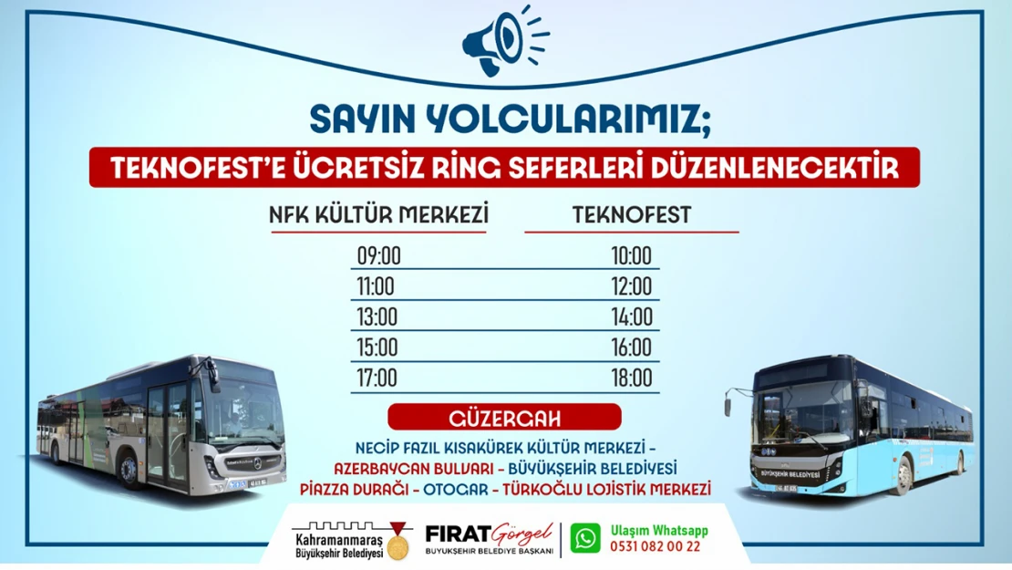 Kahramanmaraşlılar TEKNOFEST'e ücretsiz ulaşım sağlayacak