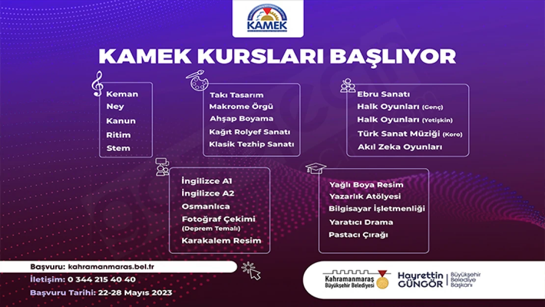 KAMEK Kursları yeniden başlıyor