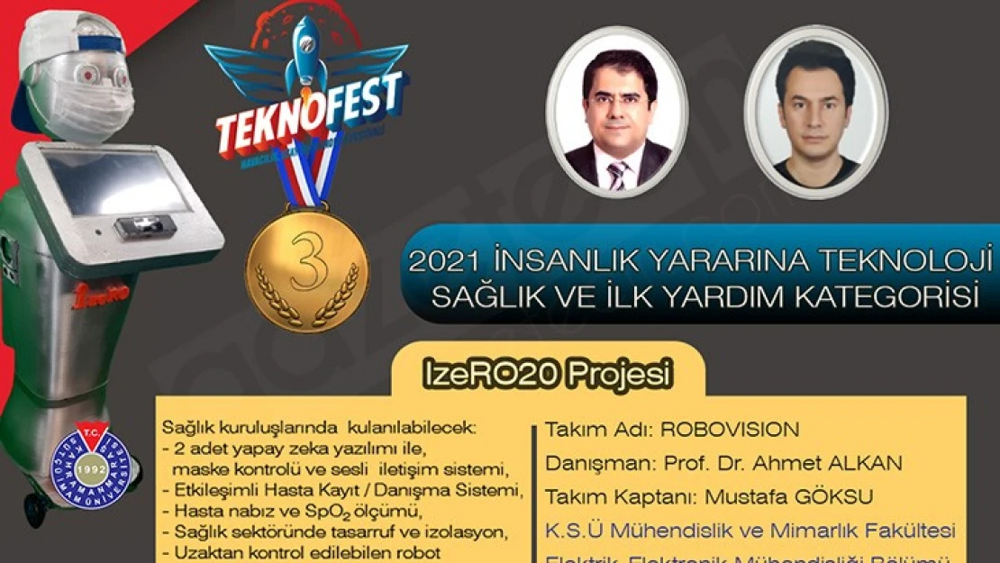 KSÜ'yü temsilen TEKNOFEST 2021'e katılan 'RoboVision' takımı 3'üncü oldu