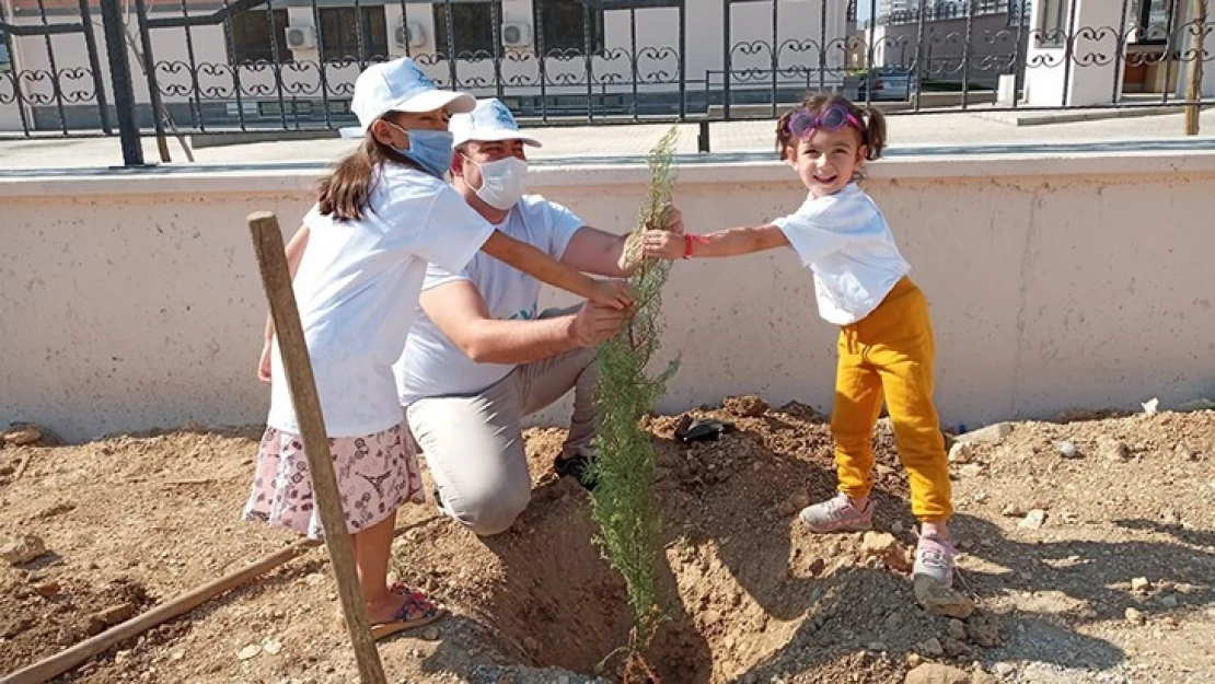 Maarif Anadolu Lisesi'nde öğrenciler fidan dikti