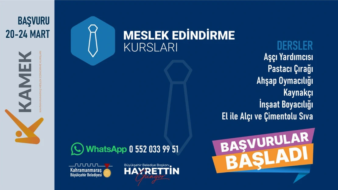 Meslek edindirme kurslarına başvurular başladı