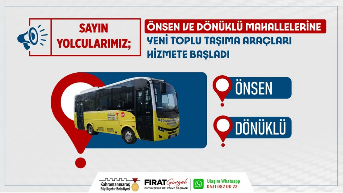 Önsen ve Dönüklü'ye toplu taşıma seferleri başladı