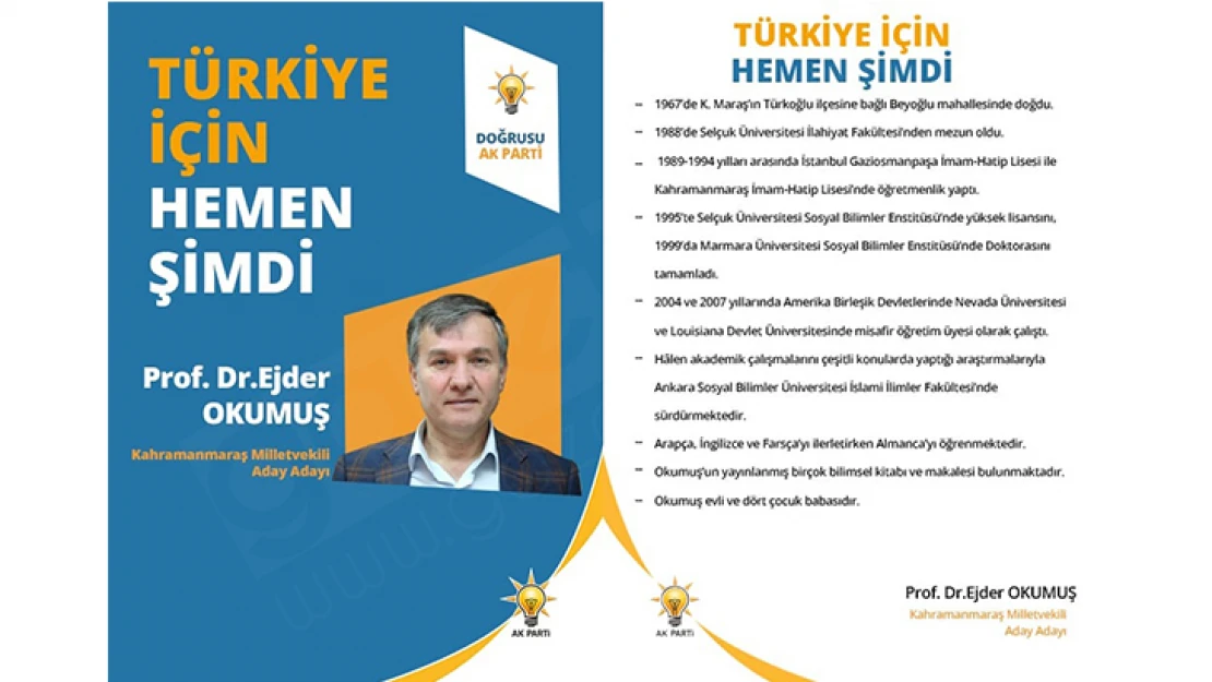 Prof. Dr. Ejder Okumuş, Milletvekili Aday Adayı oldu