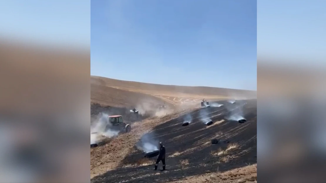 Tarım arazisinde çıkan yangın mahallelinin dayanışmasıyla söndürüldü