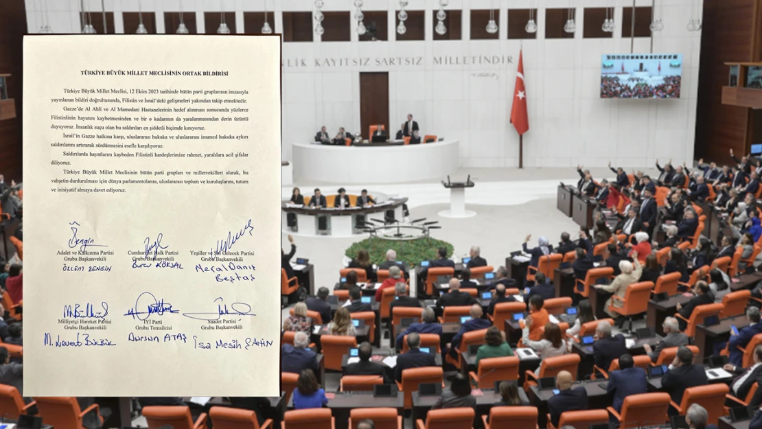 TBMM'den İsrail'in Gazze'deki hastanelere yaptığı saldırıya ilişkin ortak bildiri