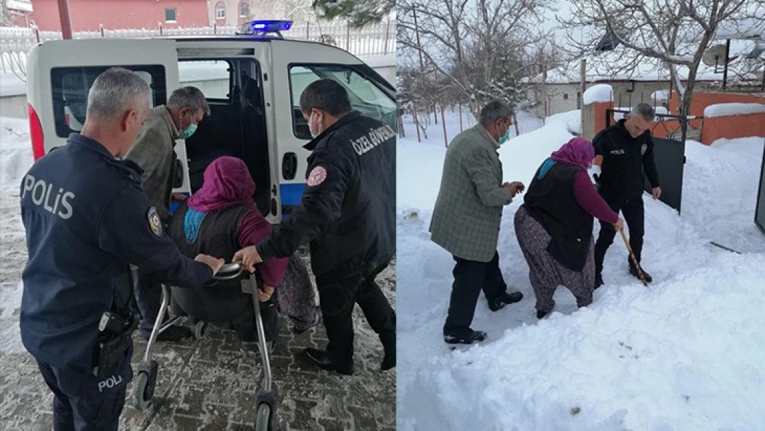 Tedavisi tamamlanan hastanın yardımına polis ekipleri koştu